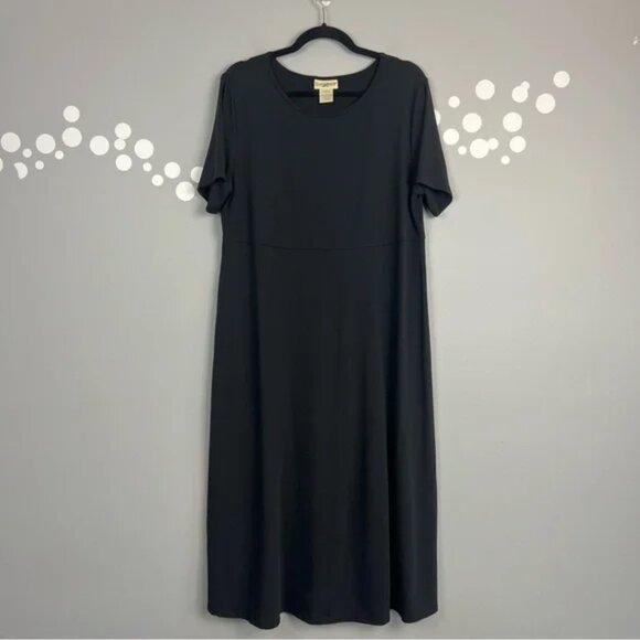 TravelSmith Short Sleeve Maxi Dress Size L Black - Picture 1 of 5